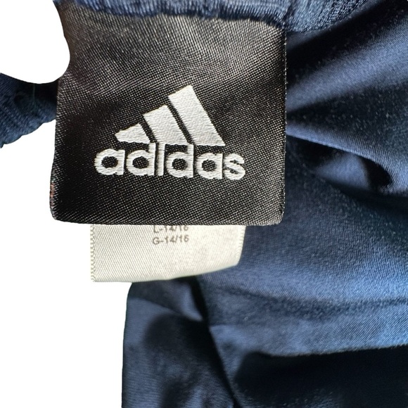 Adidas Youth Track Pants Navy Blue White 3-Stripes Size L 14/16 Athletic Fit - Picture 8 of 11